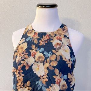 J. Crew Floral Navy Halter Tank Blouse